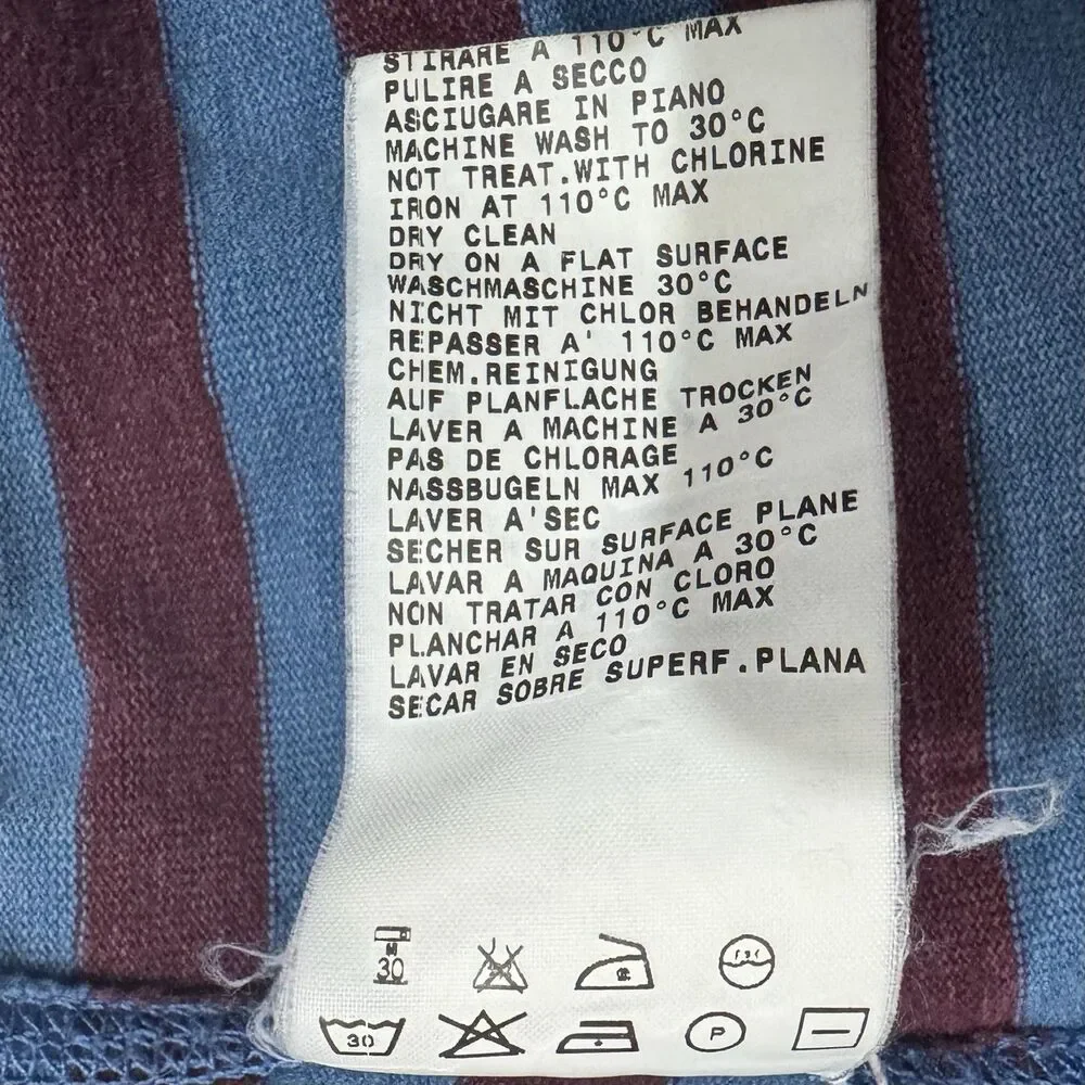 Mauro Grifoni Striped Drawstring Lounge Shorts Blue Burgundy Made in Italy SZ M